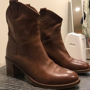 Tan Booties with pull up straps